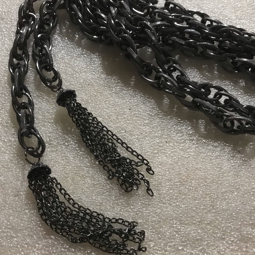 Gunmetal Tassel Chain Belt or necklace - Women's Jewelry